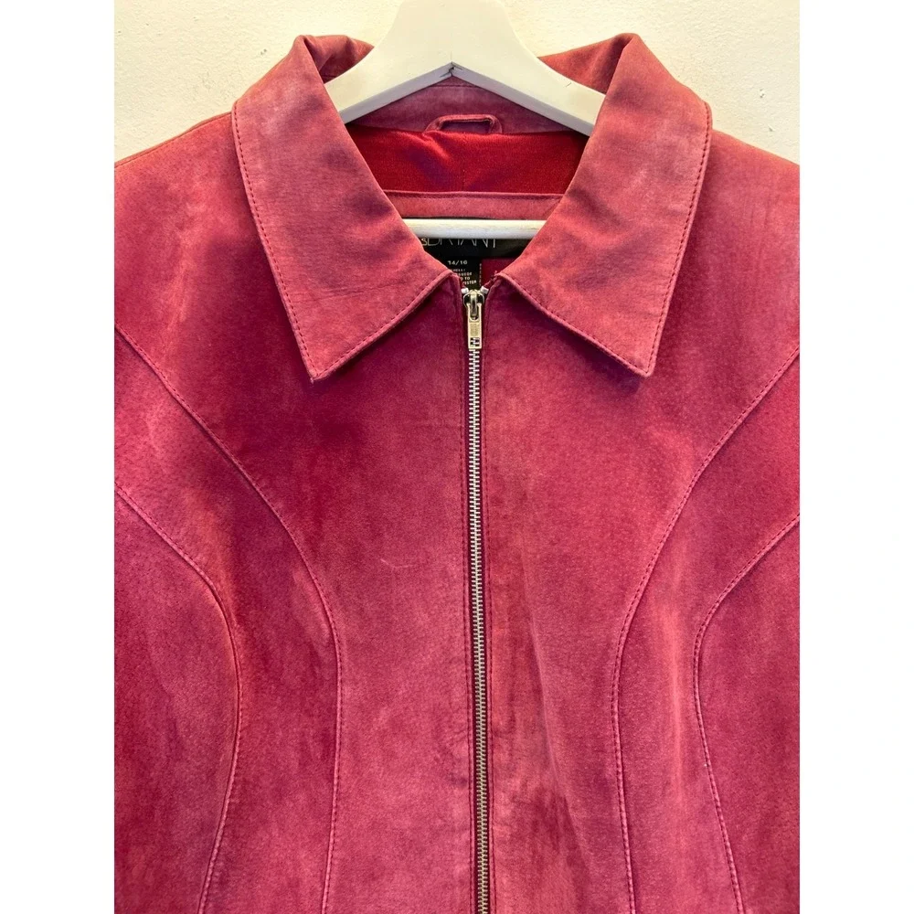 Lane Bryant Jacket Womens14/16 Pink‎ Suede Zip Front Pockets - Picture 2 of 8